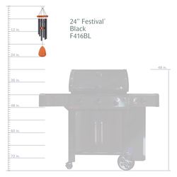 Wind River Festival Black Aluminum/Wood 24 in. Wind Chime