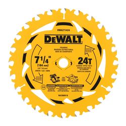 DEWALT 7-1/4 in. D X 5/8 in. Tungsten Carbide Tipped Circular Saw Blade Set 24 teeth 3 pk