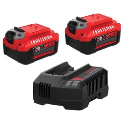 CRAFTSMAN V20 CMCB204-2CK 4 Ah Lithium-Ion Two Battery and Charger 3 pc