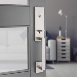 Kwikset Vancouver Satin Nickel Entry Door Knob 1-3/4 in.