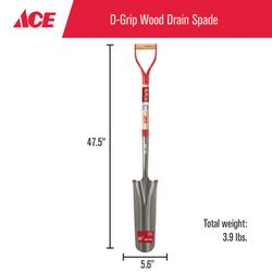 Ace 47 in. Steel Round Drain Spade Wood Handle