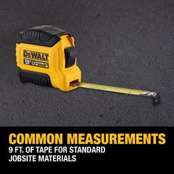 DeWalt 9 ft. L X 0.5 in. W Tape Measure 1 pk