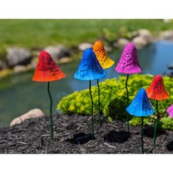 Marshall Home and Garden Assorted Metal 18 in. H X 5 in. W Large Mushroom Outdoor Garden Stake