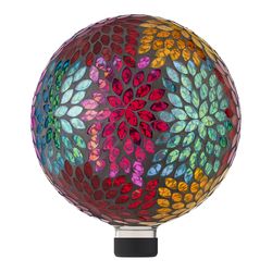 Alpine Multicolored Glass 12 in. H X 10 in. L X 10 in. W Leaf Gazing Ball