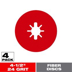 Diablo 4-1/2 in. D X 7/8 in. Aluminum Oxide Fiber Disc 24 Grit 4 pk