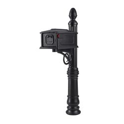 Architectural Mailboxes Stratford Decorative Plastic Post Mount Black Mailbox and Post Kit