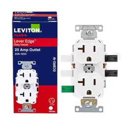 Leviton Lever Edge 20 amps 125 V White Outlet 1 pk