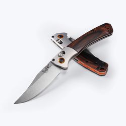 Benchmade Dark Brown Wood S30V Steel > 6 in. Gray Aluminum & Wood Folding Knife