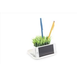 Kikkerland 3.9 in. H X 5.5 in. W X 4.4 in. D Phone Stand and Pen Holder White