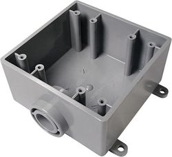 Cantex New and Old Work 32 cu in Square PVC 2 gang Outlet Box Gray