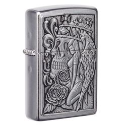 Zippo Silver Skull and Angel Emblem Lighter 1 pk