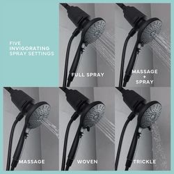 Danco Seventy Matte Black ABS 5 settings Handheld Showerhead 1.8 gpm