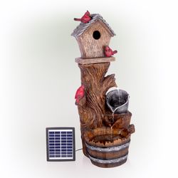 Alpine Polyresin Brown Cascading Barrel Fountain
