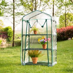 Glitzhome Green 19.25 in. W X 27.6 in. D X 49.25 in. H Pop-Up Greenhouse