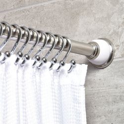 iDesign York Tension Curtain Rod 75 in. L Polished White