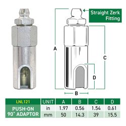 LockNLube 90 degree Grease Gun Coupler 1 pk