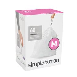 Simplehuman Custom Fit Code M 12 gal Trash Can Liners Drawstring 60 pk