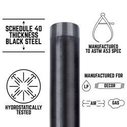 STZ Industries 3 in. MIP each X 3 in. D MIP in. Black Steel 8 in. L Nipple