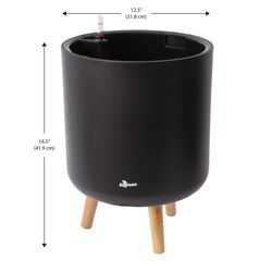 Algreen Modena 16.5 in. H X 12.5 in. D Plastic Planter with Stand Matte Mocha