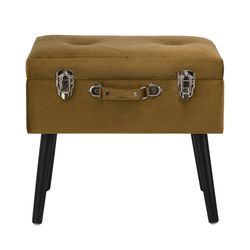 Glitzhome Gold/Natural Contemporary Ottoman