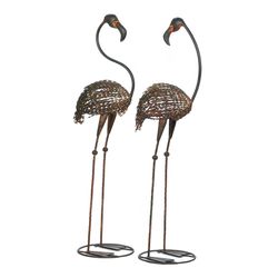 Summerfield Terrace Brown Iron 42 in. H Flamingo Set Indoor/Outdoor Decoration
