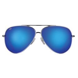 Flying Fisherman Crew Sunglasses Unisex Silver Frame Smoke Blue Mirror Lens Polarized