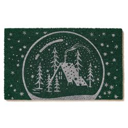 Entryways 17 in. W X 28 in. L Green Snow Globe Coir Door Mat