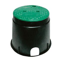 NDS 12-13/16 in. W X 12-13/16 in. D X 10-7/16 in. H Round Valve Box with Overlapping Cover Black/Gre