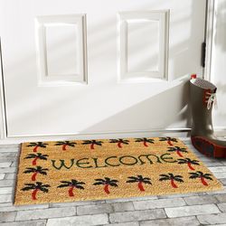 Home & More 1.42 ft. W X 2.42 ft. L Multi-color Palm Tree Border Welcome Coir Door Mat