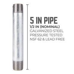 STZ Industries 1/2 in. MIP each X 1/2 in. D MIP Galvanized Steel 5 in. L Nipple