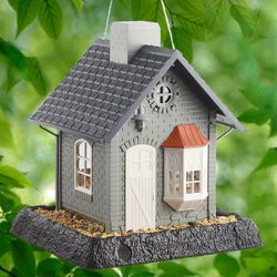 North States Village Wild Bird 5 lb Plastic Bayside Cottage Hopper Bird Feeder 4 ports