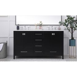 Home Living Ellington Double Black Vanity and Top 60 in. W X 22 in. D X 34 in. H