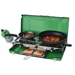 Flame King 3 Burner Liquid Propane Portable Outdoor Oven Stove Green