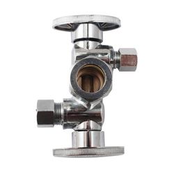 Keeney 3/8 in. Compression X 3/8 in. Compression Brass Dual Outlet Angle Stop