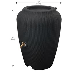 Algreen Wicker Black 50 gal Rain Barrel Polyethylene