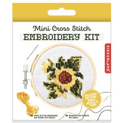 Kikkerland Mini Cross Stitch Sunflower Embroidery Kit Cotton/Polyester Fabric 1 pk