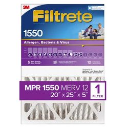 Filtrete Ultra 20 in. W X 25 in. H X 5 in. Polyester 1550 MPR Pleated Allergen Air Filter 1 pk