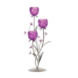 Gallery of Light 17.75 in. H X 6.5 in. L Flowering Fushia Glass/Iron Candle Holder
