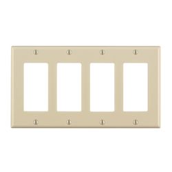 Leviton Almond 4 gang Thermoset Plastic Decorator Wall Plate 1 pk