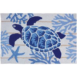 Jellybean 20 in. W X 30 in. L Multi-Color Indigo Sea Turtle Polyester Accent Rug