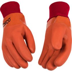 Kinco Men's Indoor/Outdoor Knit Wrist Work Gloves Orange L 1 pair
