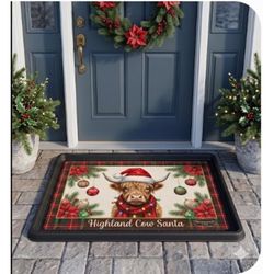 Briarwood Lane 30 in. W X 18 in. L Multi-Color Holiday Highland Cow Polyester Door Mat