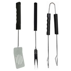Mr. Bar-B-Q Stainless Steel Black/Silver Grill Tool Set 3 pc
