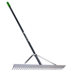 Hooyman 66.25 in. 16 Tine Aluminum Landscape Rake Fiberglass Handle