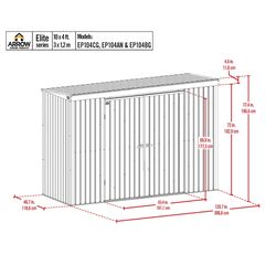 Arrow Elite 10 ft. x 4 ft. Metal Gable Storage Shed without Floor Kit