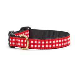 Up Country Red Gingham Nylon Dog Collar Small
