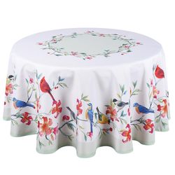 Texstyles Deco Easy Care Multicolored Garden Birds Polyester Tablecloth 60 in. L X 60 in. W