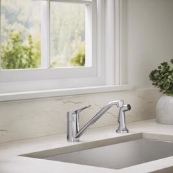 Sterling Valton One Handle Polished Chrome Kitchen Faucet Side Sprayer Included
