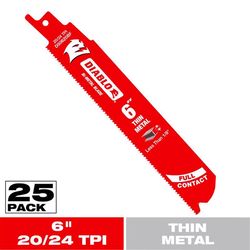 Diablo 6 in. Bi-Metal Thin Metal Reciprocating Saw Blade 20/24 TPI 25 pk