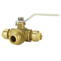 Apollo Tectite 1/2 in. Brass Push Fit 3-Way Ball Valve Standard Port Quarter-Turn Lever For Potable